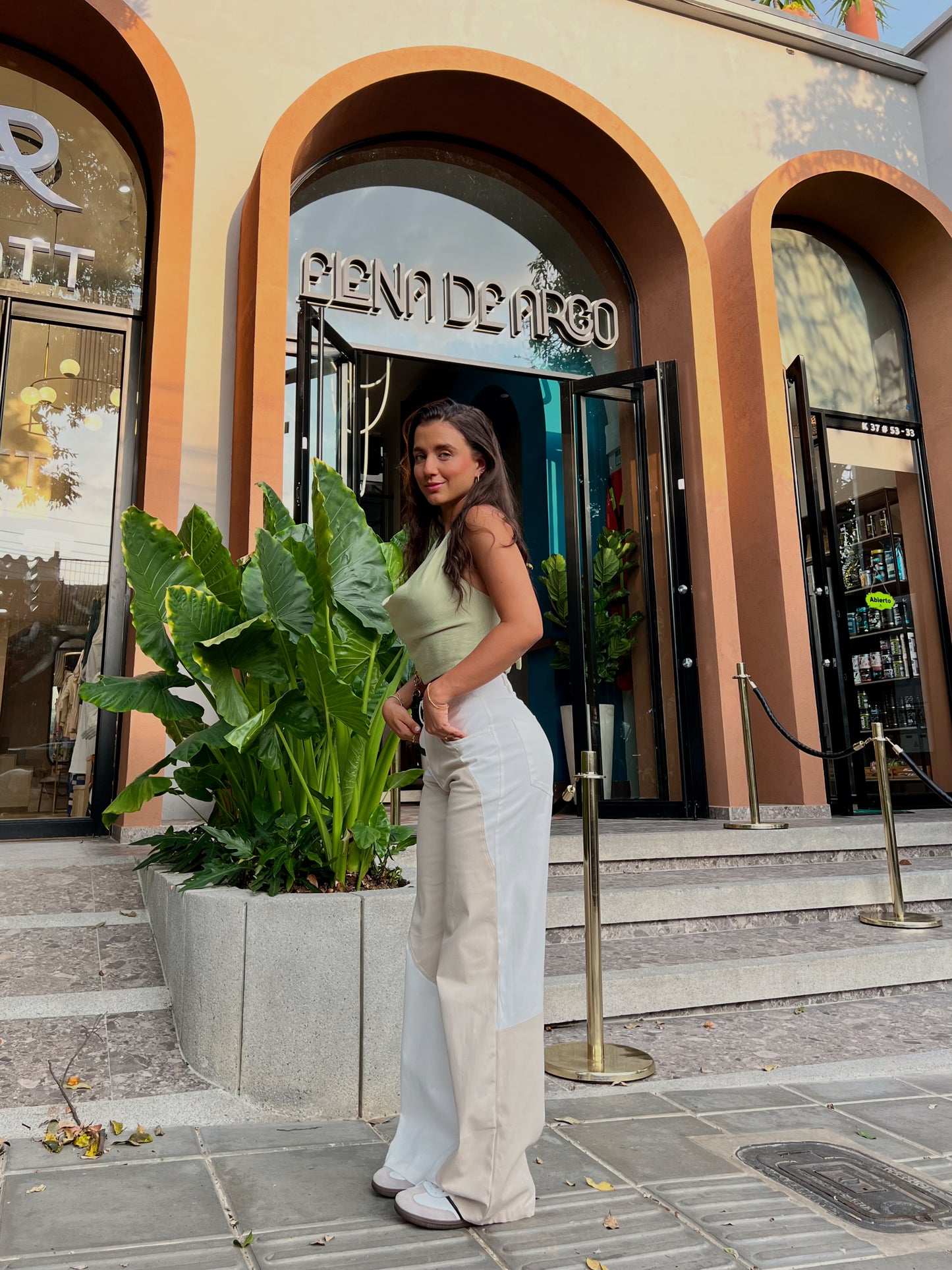 Pantalón Contraste Beige