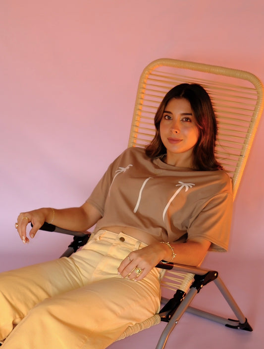 Camiseta Over Brisa Cálida Camel