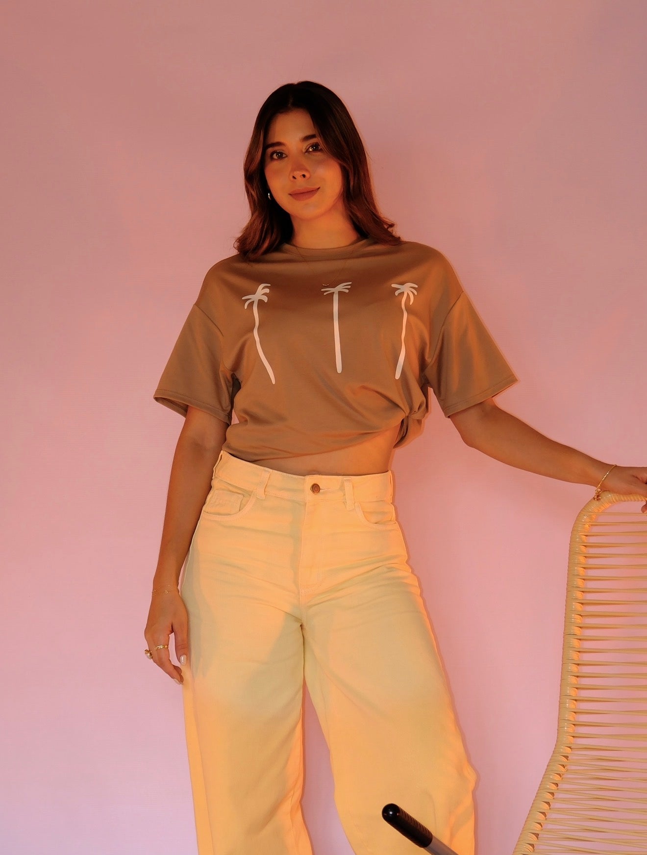 Camiseta Over Brisa Cálida Camel